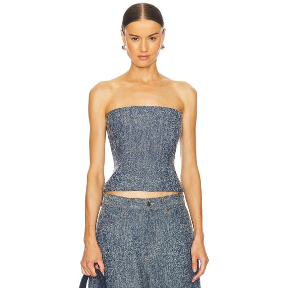 Giuseppe di Morabito Structured Strapless Cropped Top Alpaca Wool Blend S - Picture 1 of 11